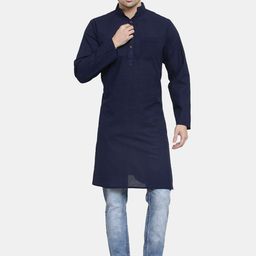 Enchanted Drapes Band Collar Pure Cotton Straight Kurta-image-65