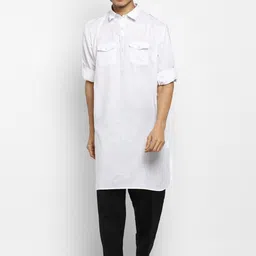 ROYAL KURTA Men White Summer Sheers Pathani Kurta-picture-29