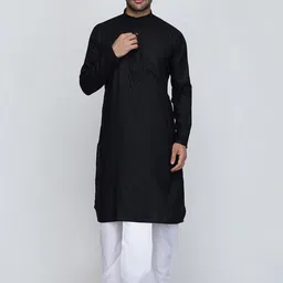 ROYAL KURTA Mandarin Collar Cotton Kurta-image-72