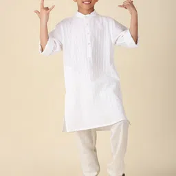 Fabindia Boys Striped Band Collar Cotton Straight  Kurta-24
