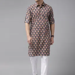 See Designs Printed Cotton Pathani Kurta-image-58