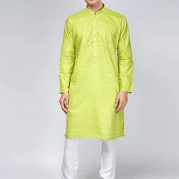 BELLAZO Mandarin Collar Cotton Strigth Kurta-image-64