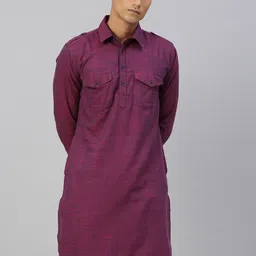 Kryptic Men Purple Pathani Cotton Kurta-picture-24