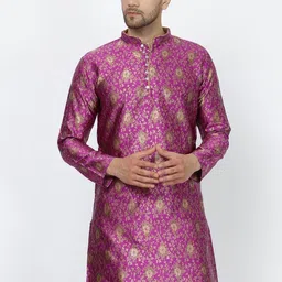 Sydney Heights Men Floral Woven Design Work Jacquard Kurta-picture-40