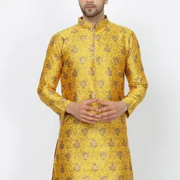 Sydney Heights Men Floral Woven Design Work Jacquard Kurta-picture-18