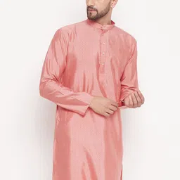VASTRAMAY Woven Design Mandarin Collar Jacquard Kurta-image-69