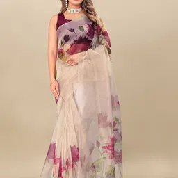 V3 FASHION STUDIO Floral Printed Organza Saree-picture-47