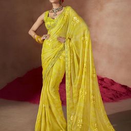 Anouk Bandhani Sequinned Pure Chiffon Bandhani Saree-image-71