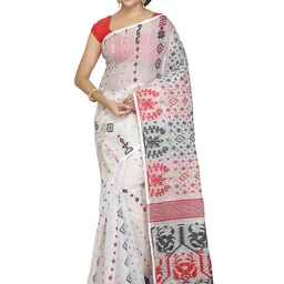 BENGAL HANDLOOM Ethnic Motifs Woven Design Jamdani Saree-picture-14