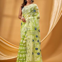 DESH BIDESH Floral Woven Design Pure Cotton Jamdani Saree-picture-14