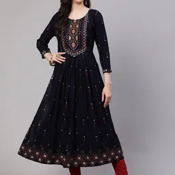 KALINI Ethnic Motifs Printed Sequinned Anarkali Kurta-picture-31