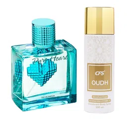 CFS Pure Heart Blue Eau De Parfum & Oudh White Long Lasting Deodorant Combo-32