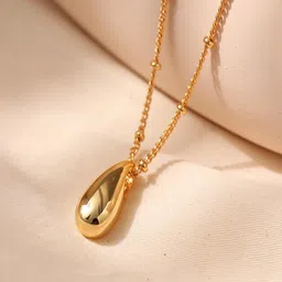 AQUASTREET 18K Gold-Plated Waterproof Seed Drop-Shaped Pendant Chain-image-93