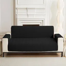 HOUSE OF QUIRK Black Printed Single Seater Quilted Water-Resistant Sofa Mat With Arms-image-35