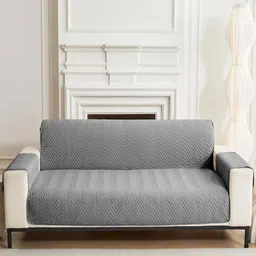 HOUSE OF QUIRK Charcoal Printed Double Seater Quilted Water-Resistant Sofa Mat With Arms-picture-12