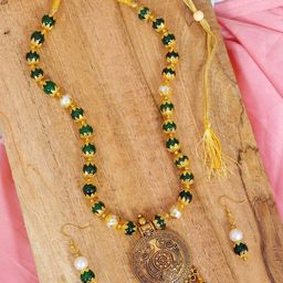 Crunchy Fashion Gold-Plated Yellow Beaded Jewellery Set-image-64