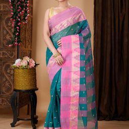 Ruuprekha Woven Design Zari Pure Cotton Taant Saree-picture-21
