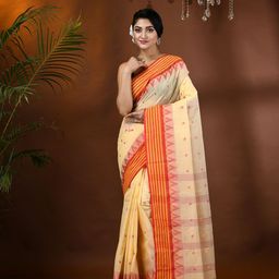 DESH BIDESH Floral Pure Cotton Taant Saree-image-66