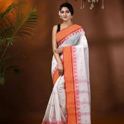 DESH BIDESH Floral Pure Cotton Taant Saree-image-51
