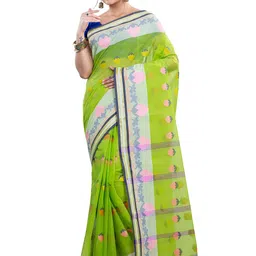 PuJoy Woven Design Pure Cotton Taant Saree-picture-48