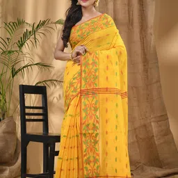 DESH BIDESH Ethnic Motif Woven Design Silk Cotton Taant Saree-50