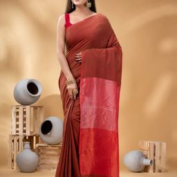 DESH BIDESH Gold-Toned Woven Design Zari Organza Saree-picture-13