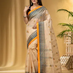 DESH BIDESH Geometric Woven Design Pure Cotton Taant Saree-13