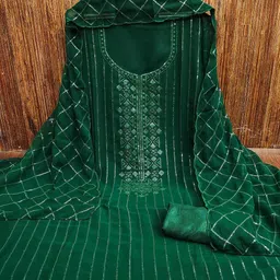 KALINI Embroidered Silk Georgette Unstitched Dress Material-image-62