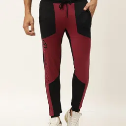 ACTOHOLIC Men Red & Black Colourblocked Joggers-picture-23