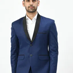 TrulyFeb Men Blue Solid Slim-Fit Single Breasted Blazer-picture-6
