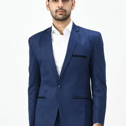 TrulyFeb Men Blue Solid Slim-Fit Single Breasted Formal Blazer-picture-12