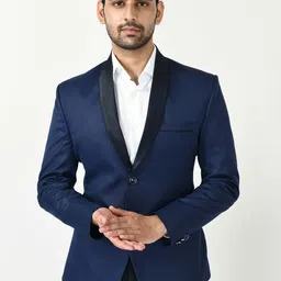 TrulyFeb Men Blue Solid Single Breasted Slim-Fit Formal Blazer-picture-5