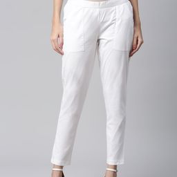 Ayaany Women White Solid Trousers-image-108