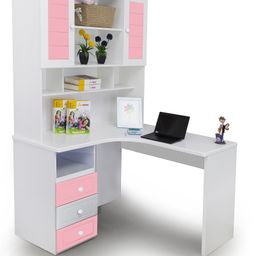 Alex Daisy Wooden Corner Study Table French - Pink And White-picture-19