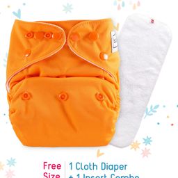 Babyhug Free Size Reusable Cloth Diaper With Insert - Orange-image-13