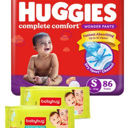 Huggies Wonder Pants Small Pant Style Diapers - 86 Pieces & Babyhug Premium Baby Wipes - 80 Pieces (Pack of 2)-image-37