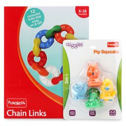 Giggles Combos of Chain Links & Giggles Pip Squeaks bath toys- Multicolor-11