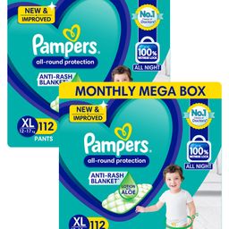 Pampers Pant Style XL Size Diapers Monthly Box Pack - 112 Pieces - (Pack of 2)-image-31