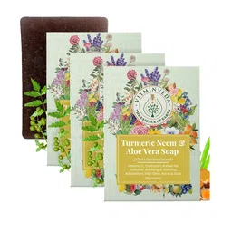 VITMINVEDA Set Of 3 Natural Turmeric Neem & Aloe Vera Herbal Soap Bar - 125g Each-2