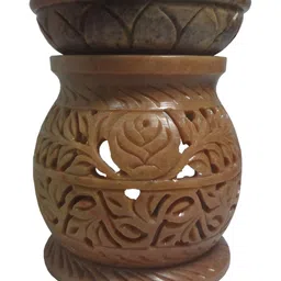 Avinash Handicrafts Brown Texture Matki Shape Stone Aroma Oil Diffusers-22