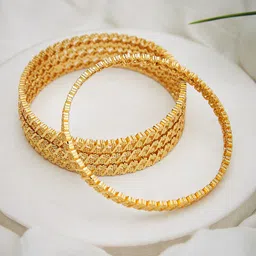 ATIBELLE Set Of 4 Gold-Plated Floral Shaped Bangles-81