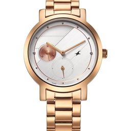 Fastrack Women Brass Dial & Stainless Steel Bracelet Style Straps Analogue Watch 6225WM01-57