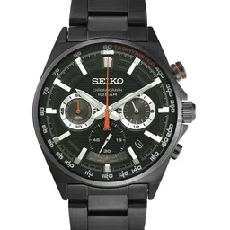 SEIKO Men Black Dial & Black Stainless Steel Bracelet Style Straps Analogue Watch-picture-16