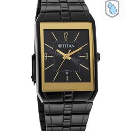 Titan Men Black Dial & Black Stainless Steel Bracelet Style Straps Analogue Watch 9151NM01-48