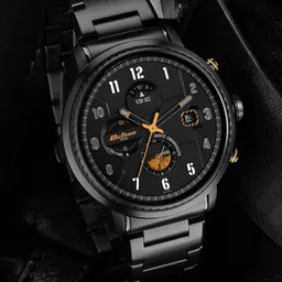 Titan Men Black Dial & Black Stainless Steel Bracelet Style Straps Analogue Watch 1857NM01-30
