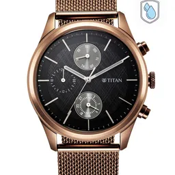 Titan Men Black Dial & Brown Stainless Steel Bracelet Style Straps Analogue Watch-49