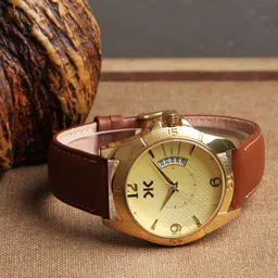 Killer Men Textured Dial & Leather Regular Style Straps Analogue Watch KLMO104D-2