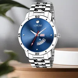 LOREM Men Blue Dial & Silver Toned Stainless Steel Bracelet Straps Analogue Watch LR105-image-46