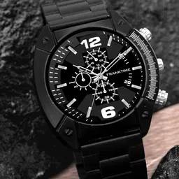Franktime Men Stainless Steel Wrap Around Straps Analogue Watch FT-0033 BLK-29