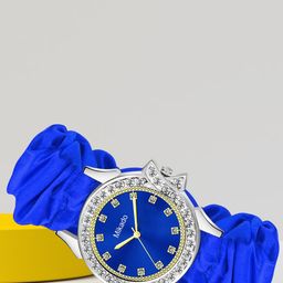 Mikado Women Brass Embellished Dial & Wrap Around Straps Analogue Watch Blue Scrunchy-image-77